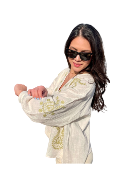 CAMISA BORDADA OVERSIZE