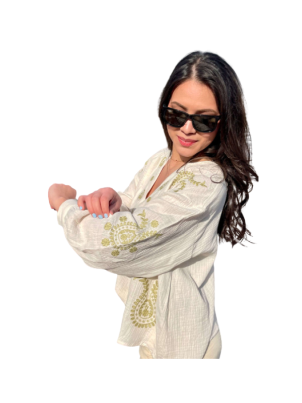 CAMISA BORDADA OVERSIZE