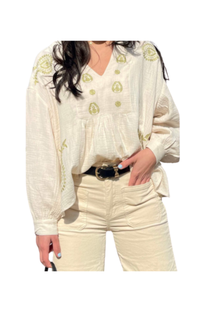 CAMISA BORDADA OVERSIZE